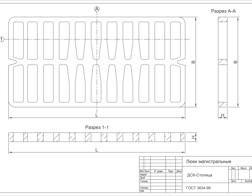 Чугунная решетка 1000x500x40
